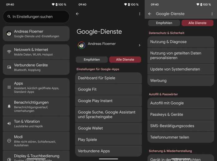 So finden Nutzer die Google-Systemdienste