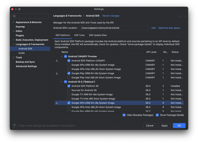 Android SDK Manager in Android Studio