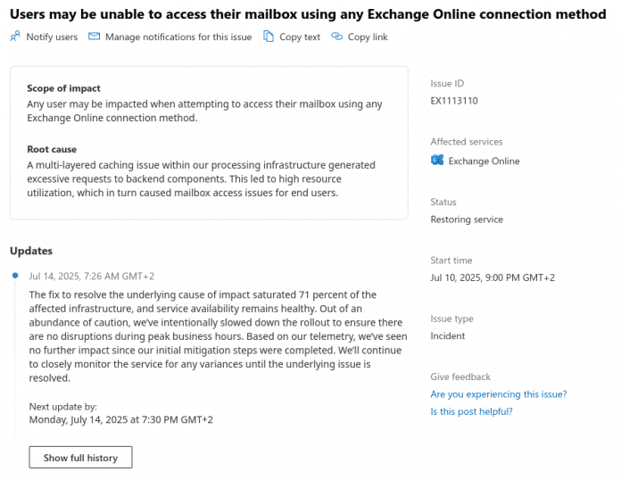 SCreenshot aus MS365 Admin Center