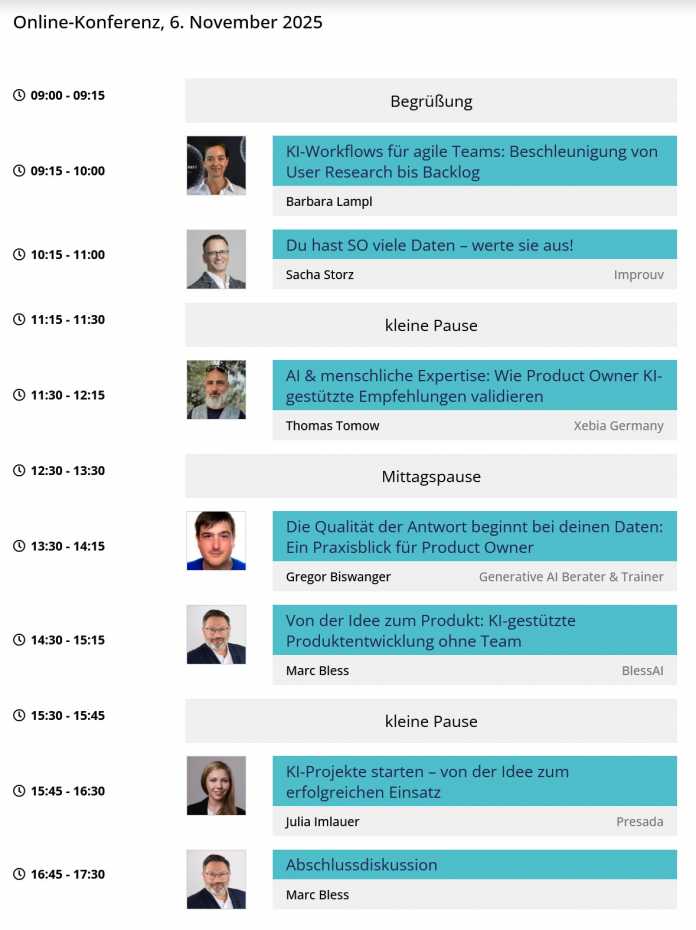 Das Programm des Product Owner AI Day
