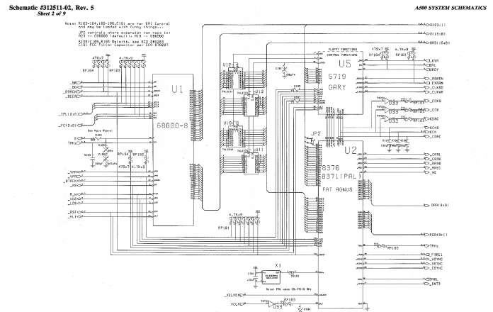 Extract from the circuit diagram of an Amiga 500.