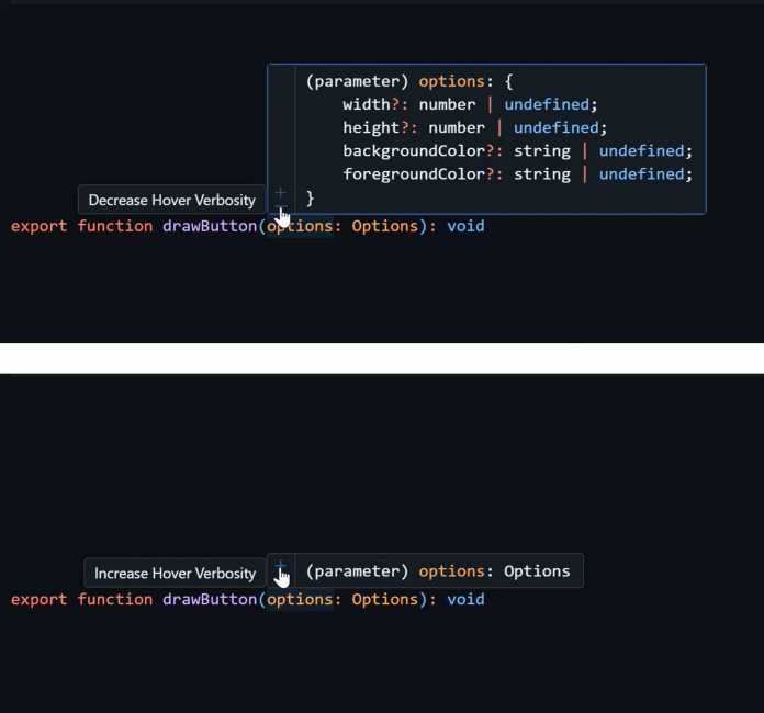 How detailed the information appears when hovering over TypeScript code in VS Code can now be set.