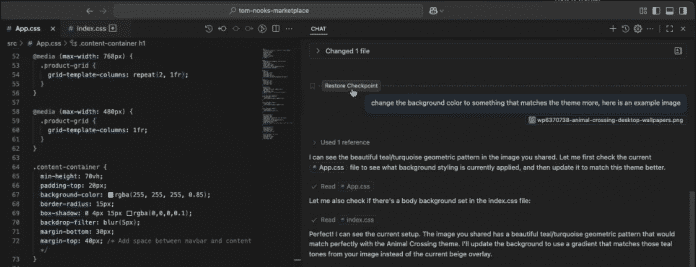 The new Checkpoints function can reset the chat in VS Code to a specific status.