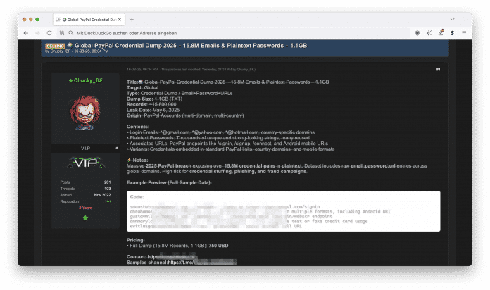 Offer in the Darknet forum
