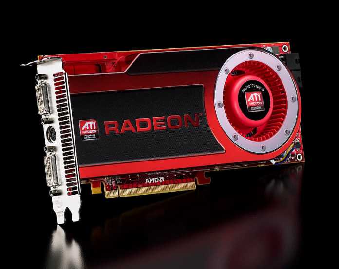 Alte Radeon-Grafikkarte vor dunklem Hintergrund