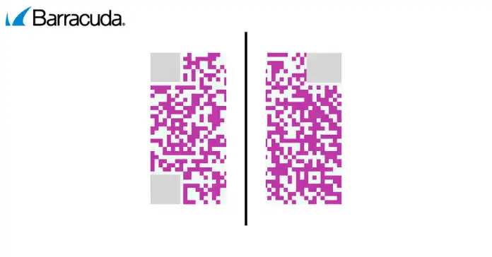 QR code in pink, split in two