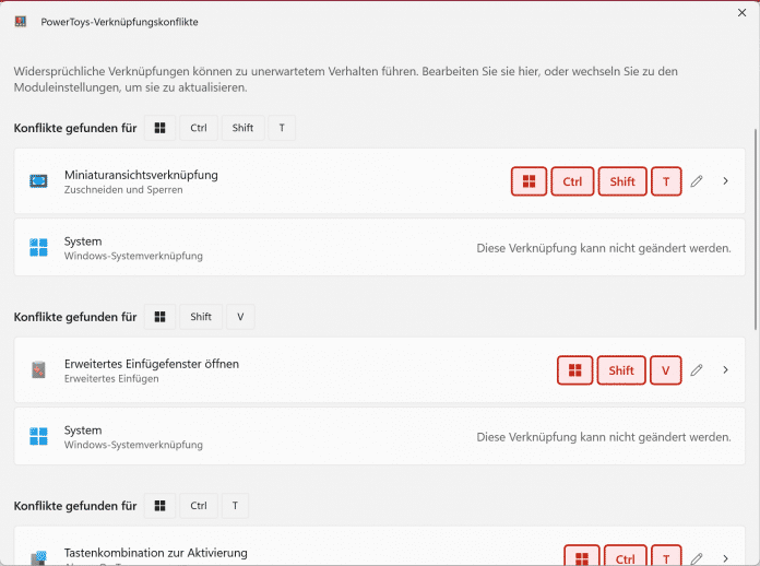 Keyboard shortcut conflicts in Powertoys