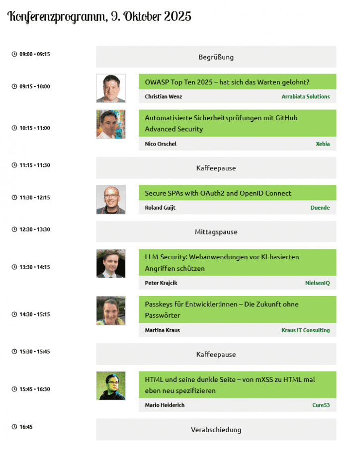 Programm des enterJS Web Security Day