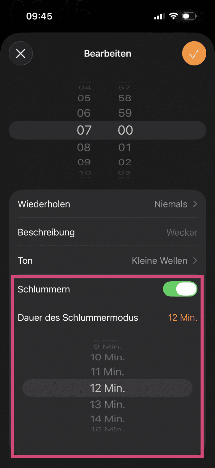 Schlummerzeit einstellen