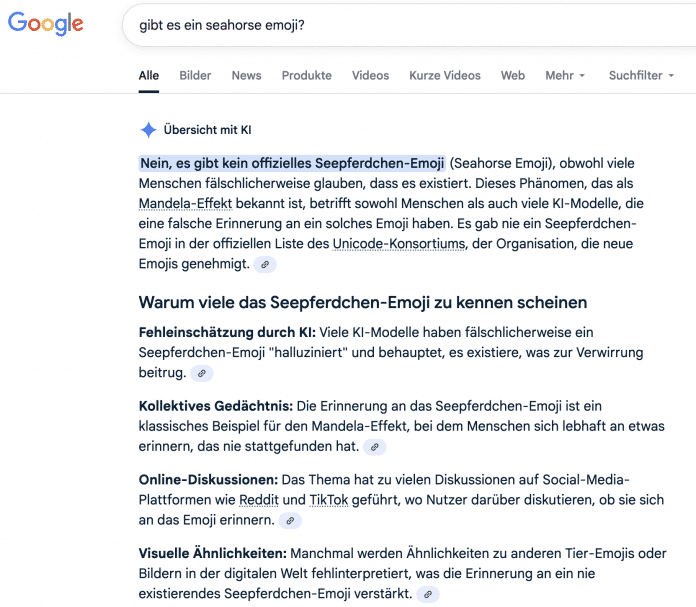 Geminis Antwort auf die Seepferdchen-Frage.
