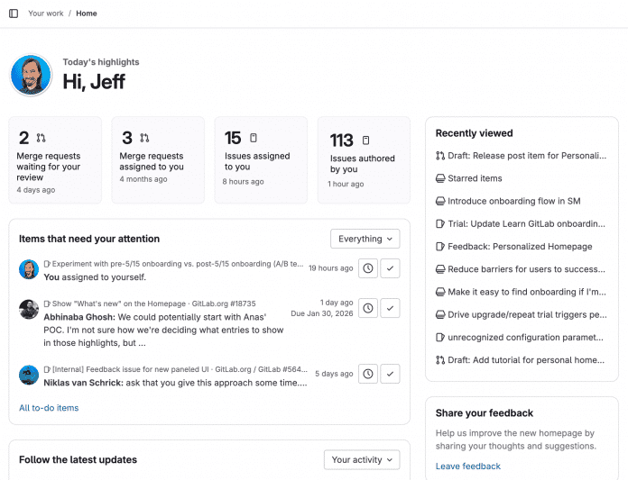 Persönliche Homepage für GitLab-User