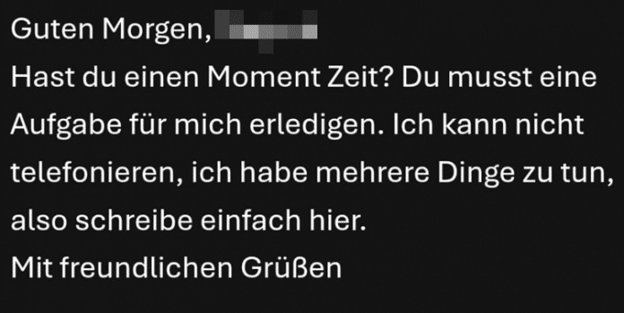 Initiale Mail der Betrüger