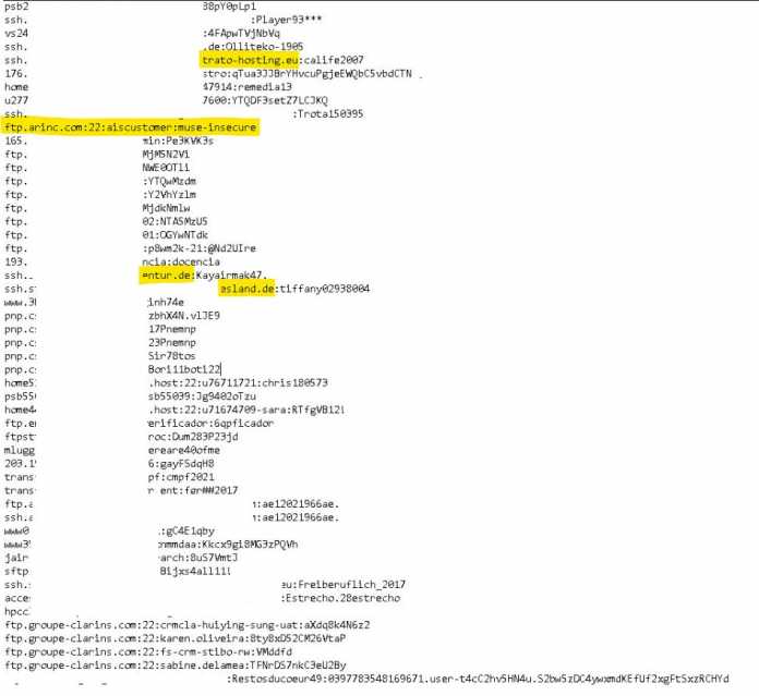 teilanonymisierter Screenshot von FTP-Zugangsdaten