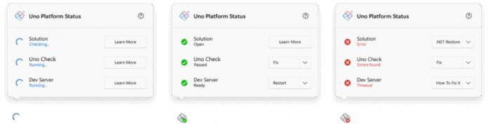 Uno Platform 6.4 präsentiert den neuen Status-Indikator.