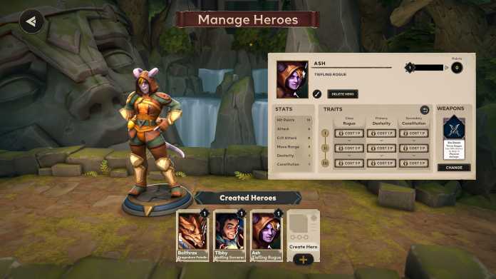 Charaktererstellungsfenster mit Attributen.