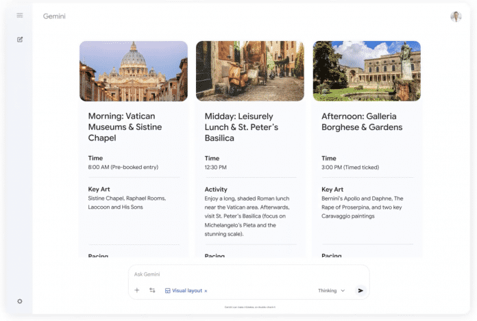 Reise planen mit Gemini