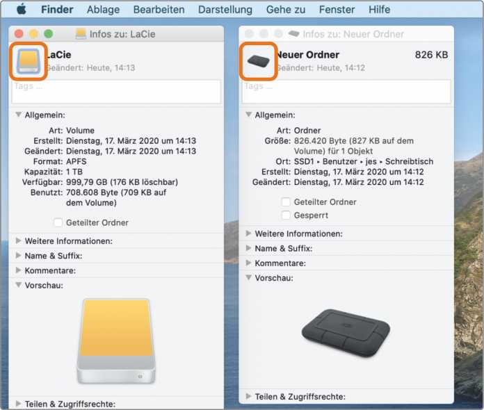 Individual icons are parked on an empty folder before formatting, to copy them back afterward.