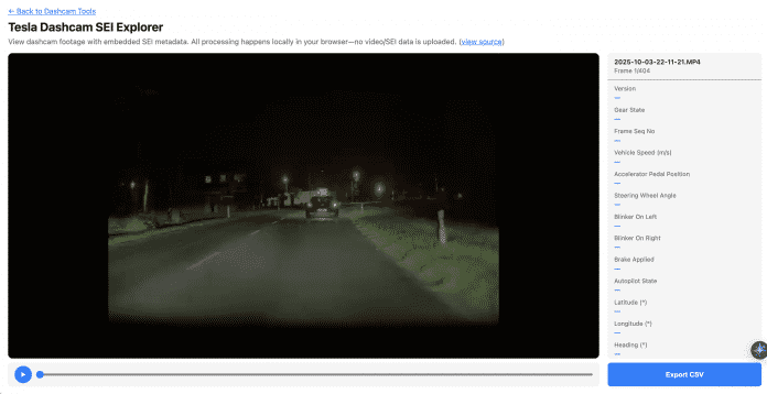 Beispielbild aus Teslas neuem Dashcam-Tool