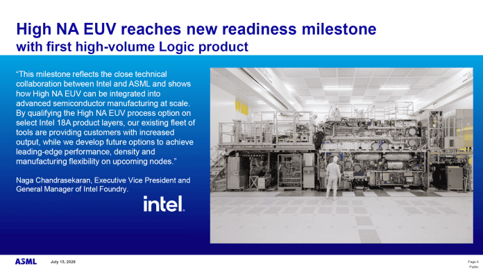 Präsentationsfolie zu High-NA EUV bei Intel