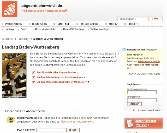 Abgeordnetenwatch für den Landtag Baden-Württemberg