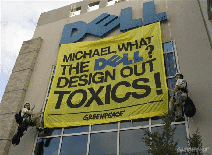 Greenpeace-Transparent am Dell-Headquarter