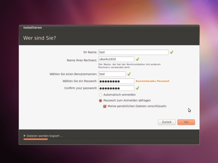 Ubuntu 10.10 installation