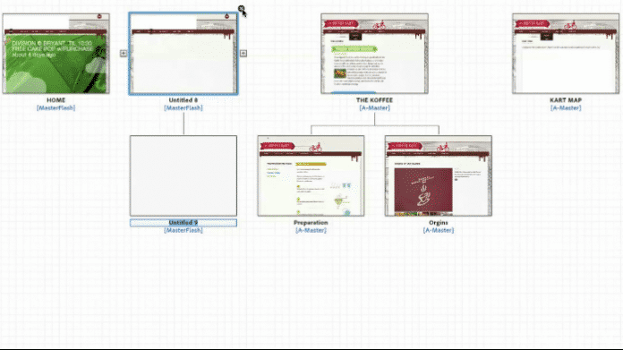 Screenshot: Sitemap in Adobe Muse