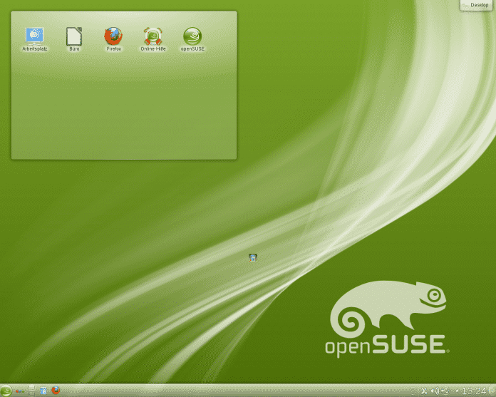 Der KDE-4-Desktop von OpenSuse 12.1