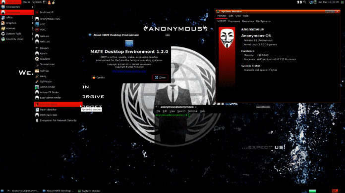 Anonymous-OS 0.1 mit Mate Desktop