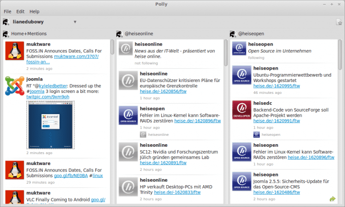 Polly zeigt beliebig konfigurierbare Twitter-Streams nebeneinander an.
