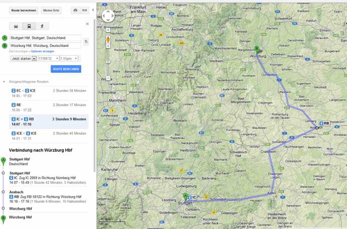 Google Maps kennt jetzt Fahrpläne der Deutschen Bahn | heise online