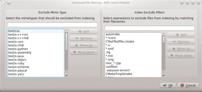 Der neue File Indexer in Nepomuk erlaubt eine feinkörnige Kontrolle der zu durchsuchenden Dateien.