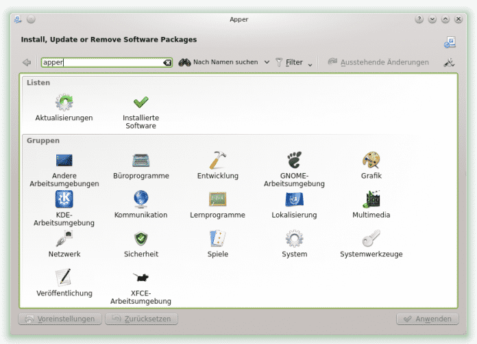 Apper, ein neues KDE-Tool zur Softwareverwaltung.