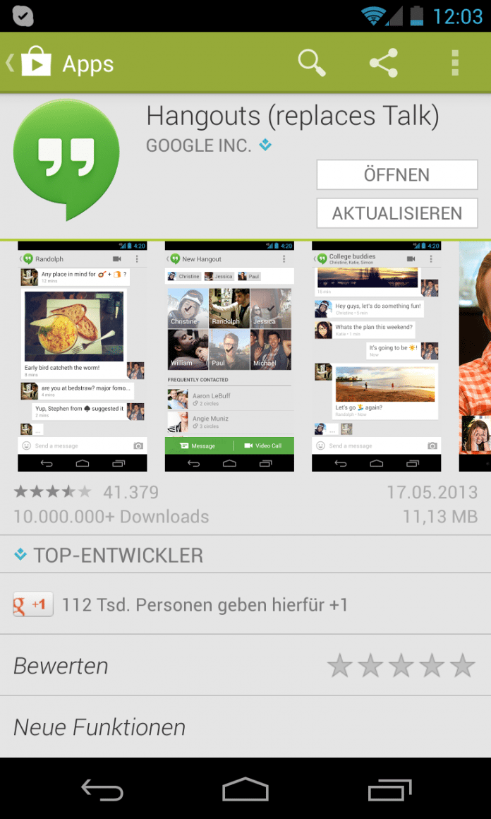 Hangouts App für Android
