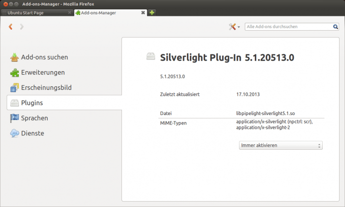 Silverlight via Pipelight