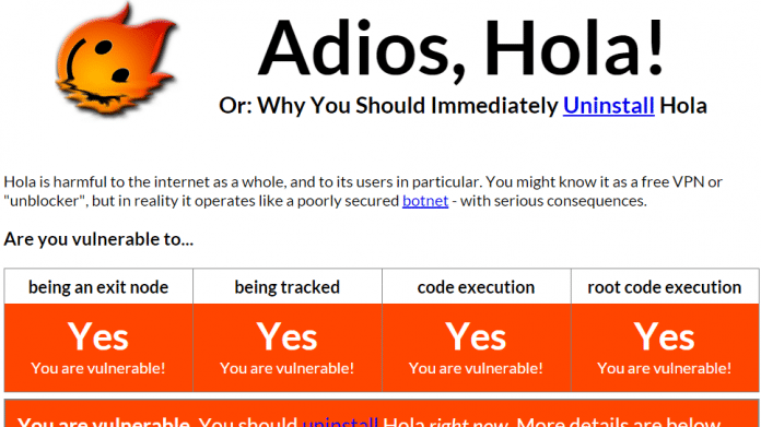 Sicherheitslücken im Hola-Addon