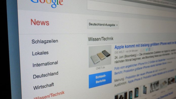 Google News auf einem Bildschirm
