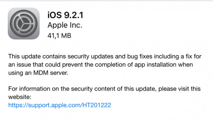 iOS 9.2.1
