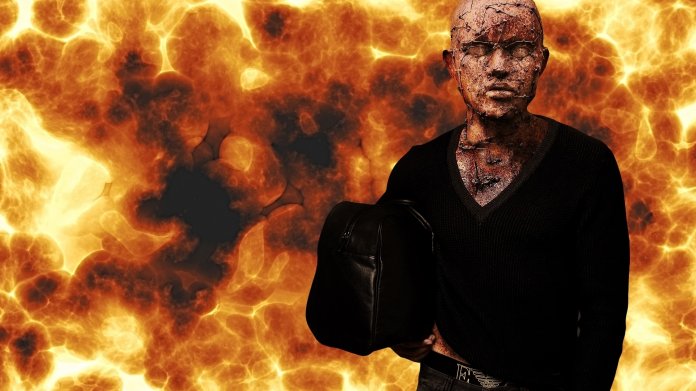 Schrott, Hacker, Kunstmensch, Roboter, Feuer, Sicherheit