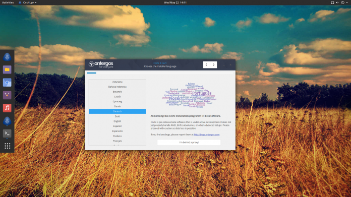 Antergos macht mit dem vorkonfiguriertem Gnome-Desktop und dem Installer Cnchi auch Einsteigern Arch Linux zugänglich.