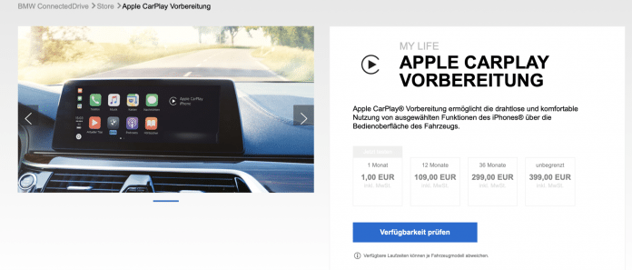 Die neuen CarPlay-Abo-Optionen bei BMW.