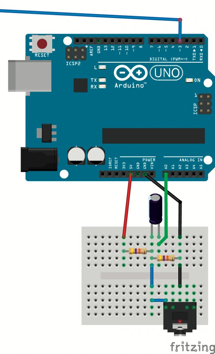 Schaltplan für den Aufbau mit Arduino und Breadboard.
