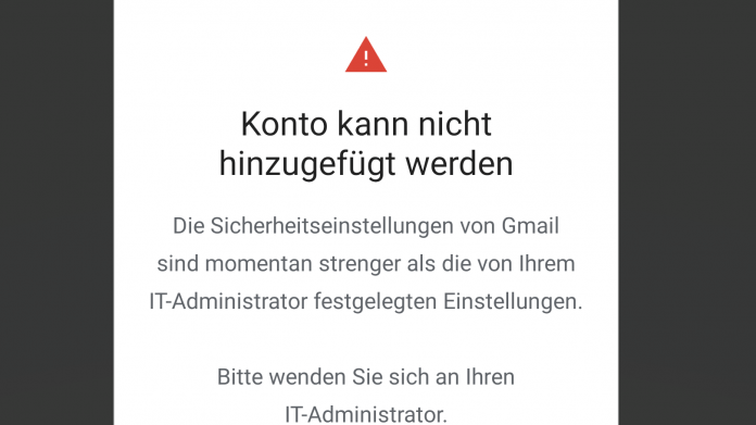 Gmail-Update: Kein Zugriff mehr auf Exchange-Konten