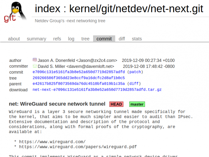 Wireguard steckt bereits im Entwicklungszweig, in dem die Netzwerk-Entwickler die Änderungen für Linux 5.6 sammeln.