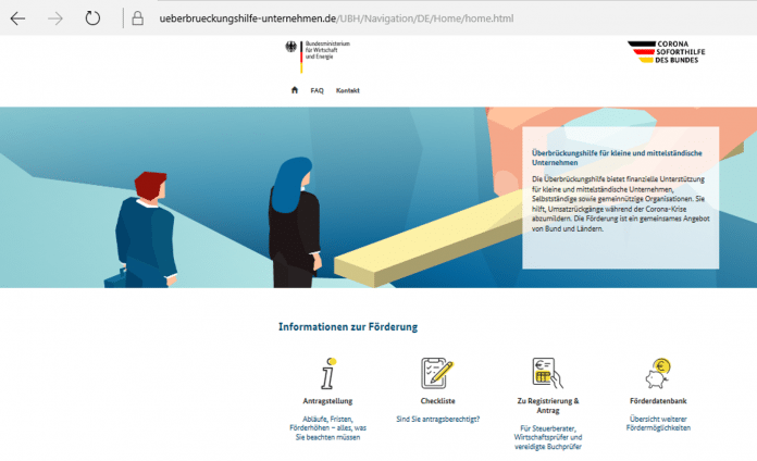 Das Portal ueberbrueckungshilfe-unternehmen.de informiert über Chancen und Voraussetzungen der staatlichen Förderung.