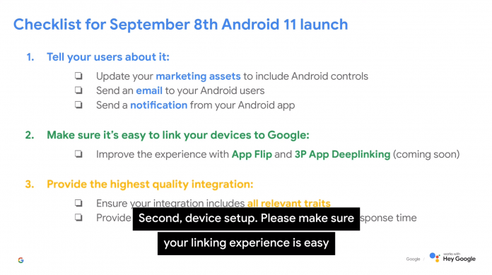 Eine Folie auf dem Smart Home Summit enthüllt den potenziellen Erscheinungstermin von Android 11.