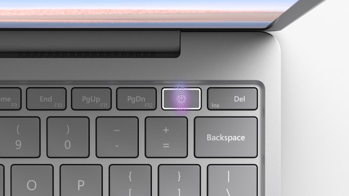 Bei höheren Ausstattungsvarianten des Surface Laptop Go enthält der Einschalter einen Fingerabdruckleser.