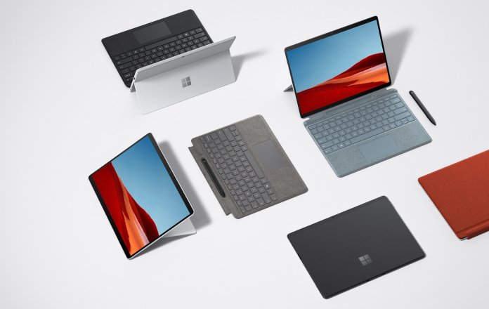 Das Surface Pro X gibt es nun auch mit silbernem Gehäusen und verschiedenfarbigen Tastatur-Covern.