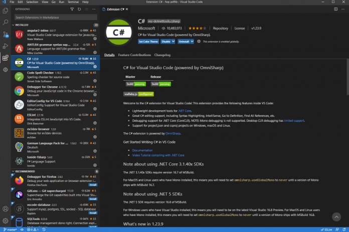 Der Extension-Manager in VS Code (Abb. 1)