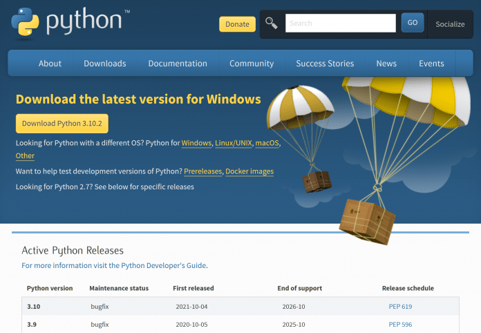 Die frischsten Pythons gibts auf python.org. Es gibt aber schnellere Installationswege., 